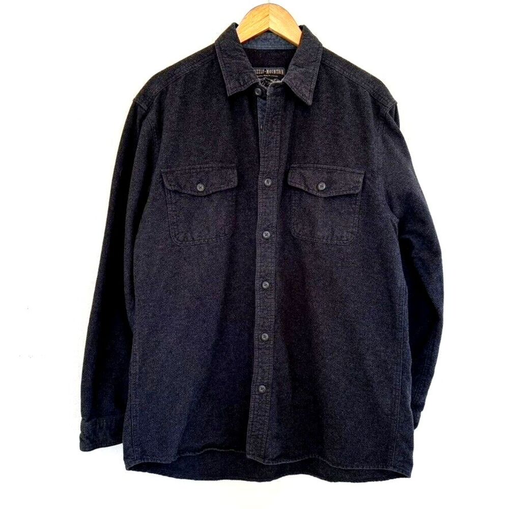 Grizzly Mountain Men's Size XL Flannel Shirt Medium Charcoal Gray Outdoor Casual